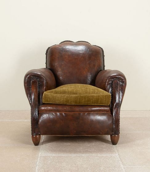 20th Century French Leather Club Chair