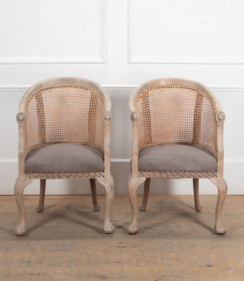 Pair of 20th Century English Bergère Armchairs