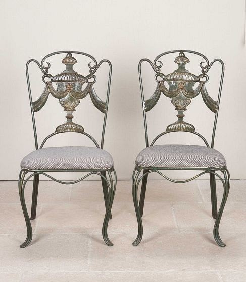 Pair of 20th Century French Neo-Classical Iron Chairs