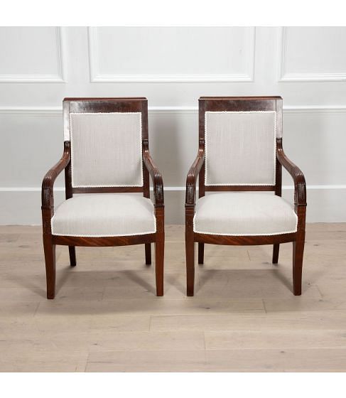 Pair of 19th Century French White Upholstered Chairs