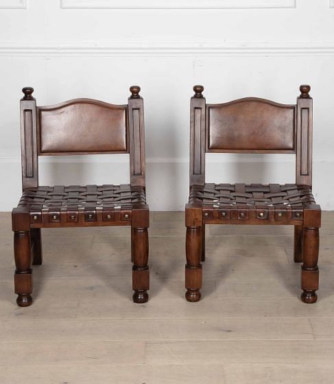 Pair of 20th Century Low Leather Chairs