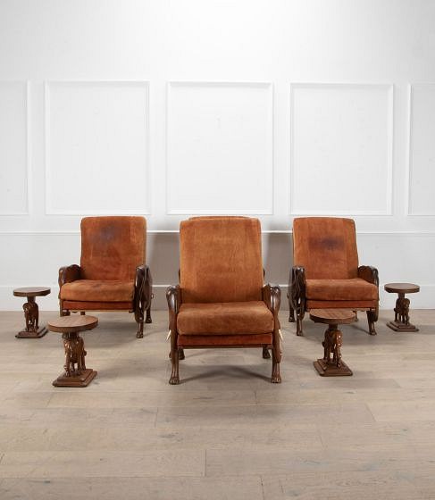 Set of 20th Century French Elephant Chairs and Side Tables CH4140305