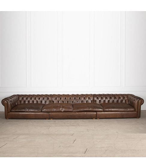 Very Large 20th Century Leather Chesterfield Sofa