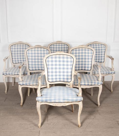 Set of Six 19th Century French Bergeres Open Armchairs