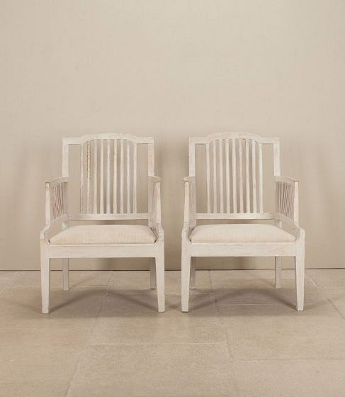 Pair of 20th Century Swedish Slat-Back Armchairs