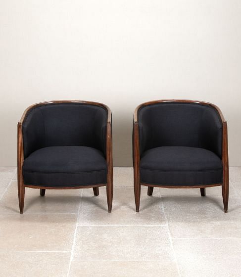 Pair of 20th Century French Art Deco Tub Chairs in the Style of Paul Follot