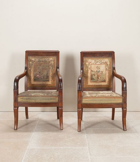Pair of Restoration Period French Mahogany Chairs