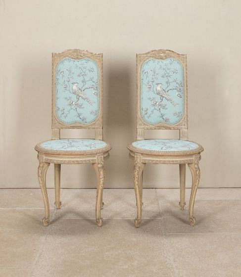 Pair of 19th Century French Louis XV Style Painted Side Chairs