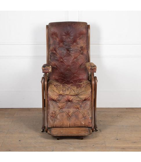 19th Century English Reclining Library Chair