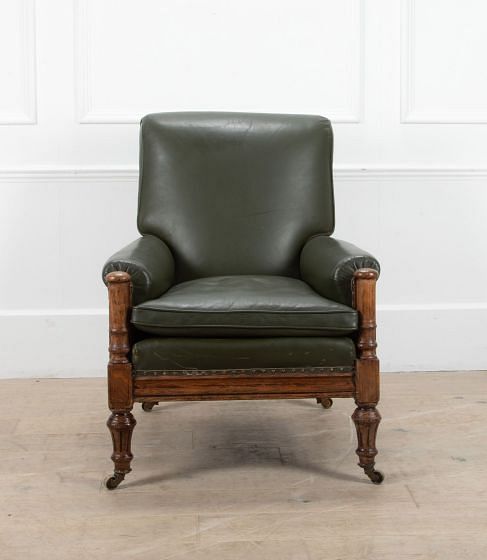 Large Victorian Oak Library Armchair