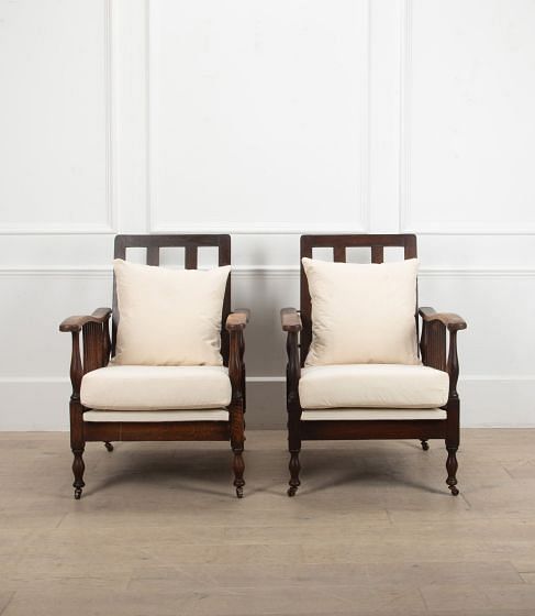 Pair of 19th Century Wylie & Lochhead Reclining Oak Chairs