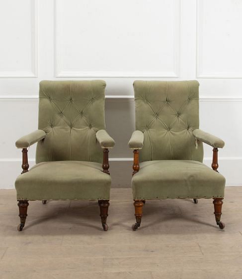 Pair of Early Victorian Open Armchairs