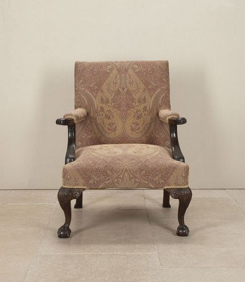 20th Century Georgian Style Mahogany 'Chippendale' Open Armchair
