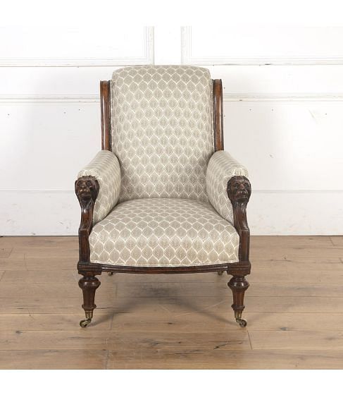 English 19th Century Lion's Head Armchair