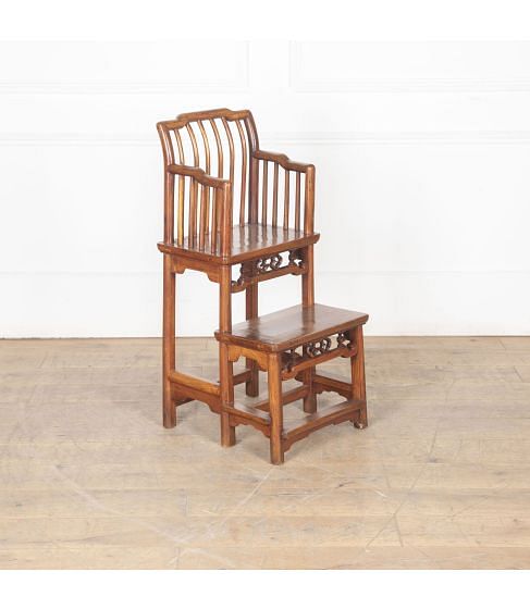 20th Century Chinese Hardwood High Chair or Library Steps