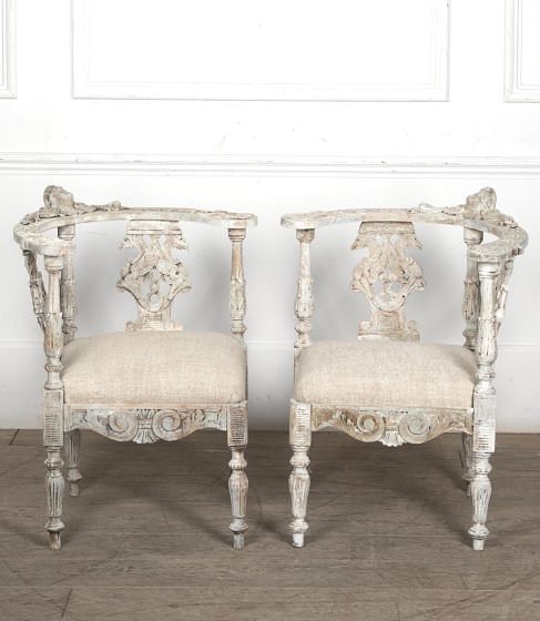 Pair Of 19th Century Painted Corner Chairs