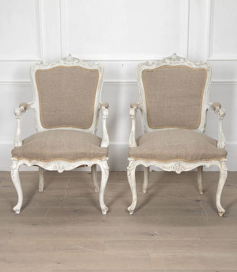 Pair Of 19th Century Painted Fauteuil Armchairs