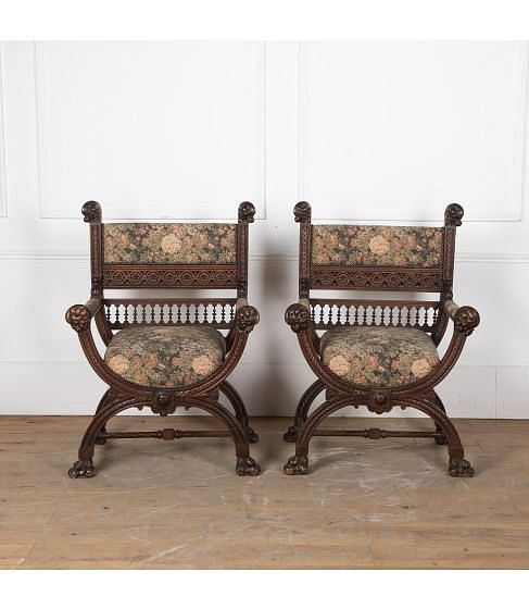 Pair of 19th Century French Renaissance Style Armchairs