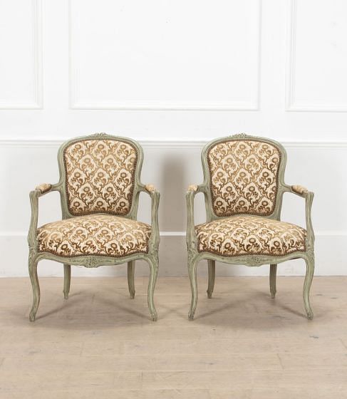 Pair of 19th Century French Louis XVI Style Painted Fauteuils