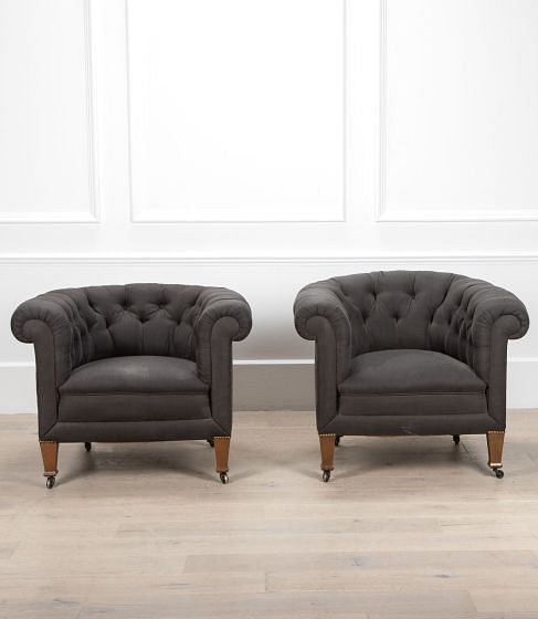 Pair of 20th Century Chesterfield Armchairs