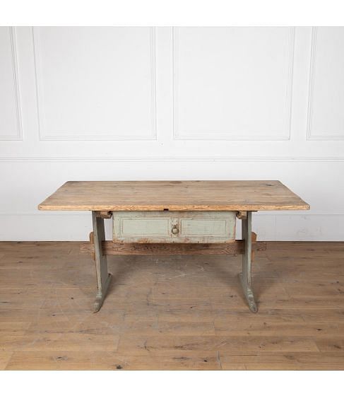 19th Century Swedish Pine Backboard Table