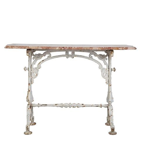 19th Century French Garden Table with Marble Top