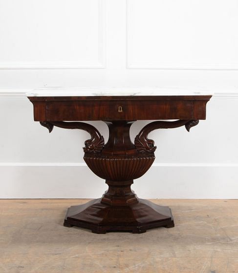 19th Century Italian Mahogany Console Table with Dolphin Decoration