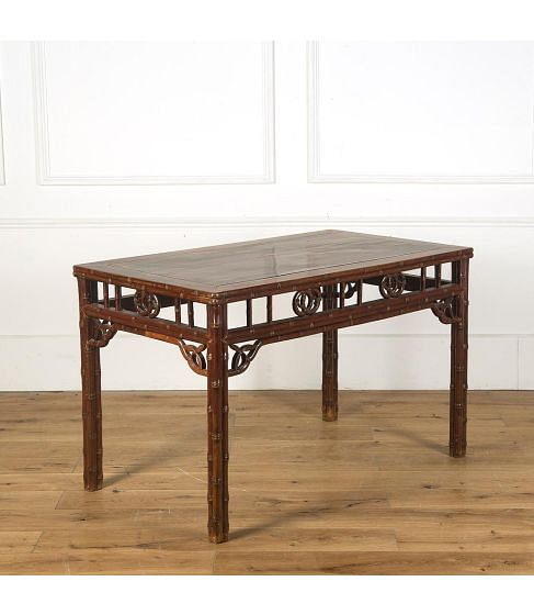 Carved Faux Bamboo Console Table