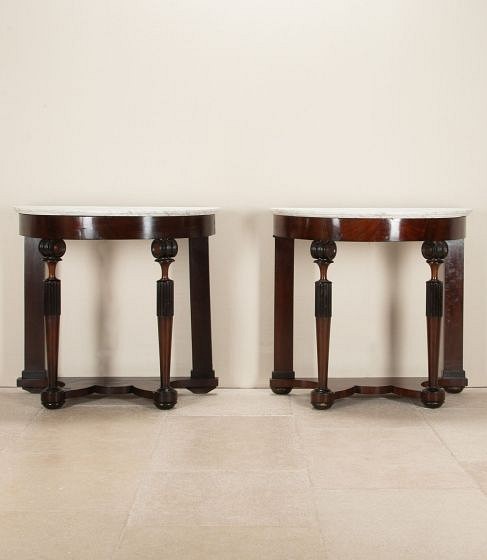 Pair of 19th Century Italian Neo-Classical Demi Lune Console Tables