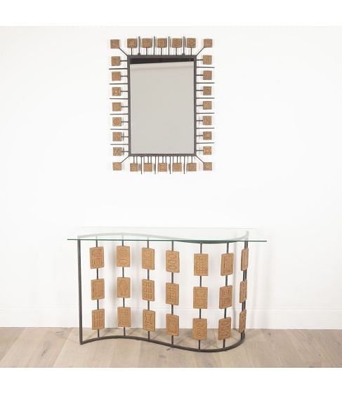 20th Century Brutalist Console and Matching Mirror