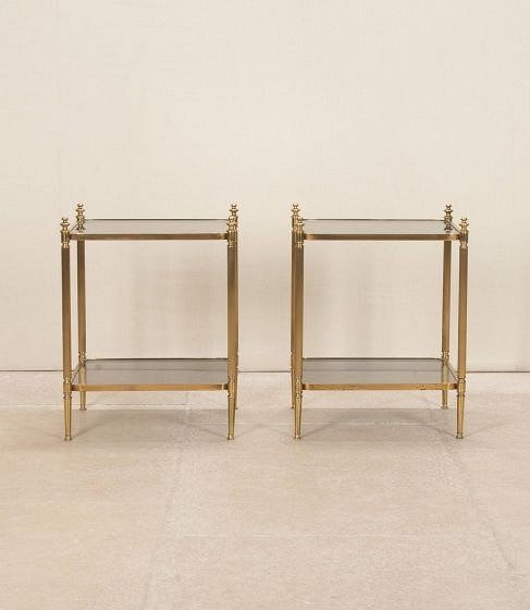 Pair of Mid-Century French Brass Side Tables