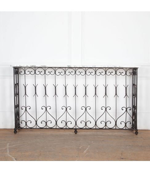 19th Century French Marble Topped Wrought Iron Console