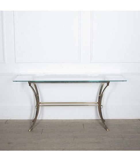 1970s Brass and Glass Side Table