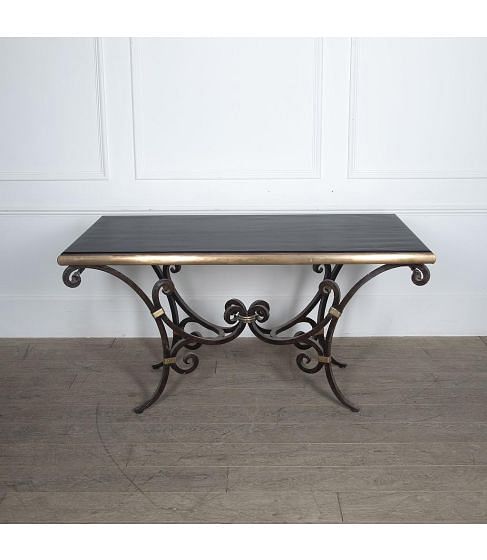 Mid-Century French Brass and Steel Table