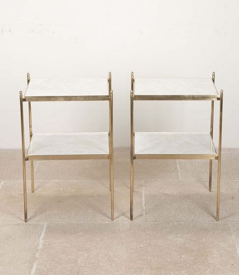 Pair of Mid-Century English Solid Brass Side Tables