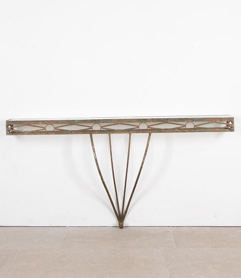 Mid-Century French Gilt and Marble Console Table