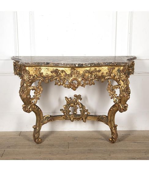19th Century Carved Gilt Wood Console Table