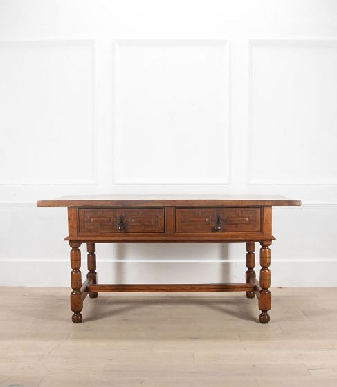 Two Drawer Walnut Spanish Side Table