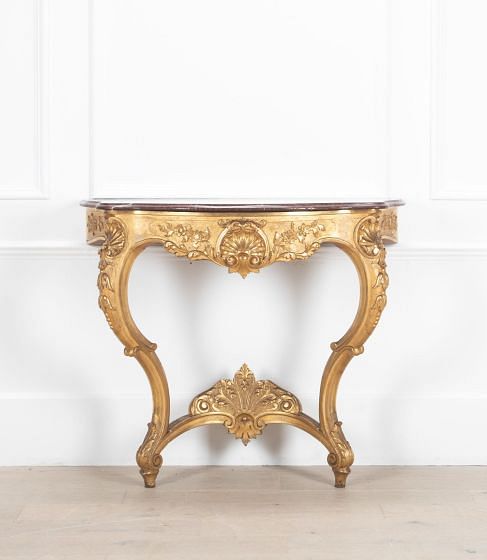 19th Century Gilt Wood Console Table