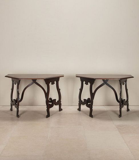Pair of 18th Century Italian Walnut Console Tables