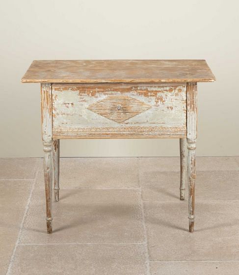 19th Century Swedish Gustavian Side Table Dry Scraped to Original Paint