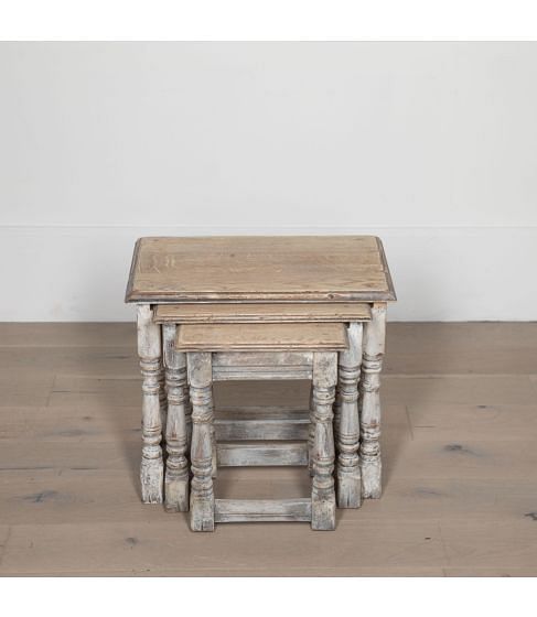 20th Century Nest of Oak Painted and Bleached Tables