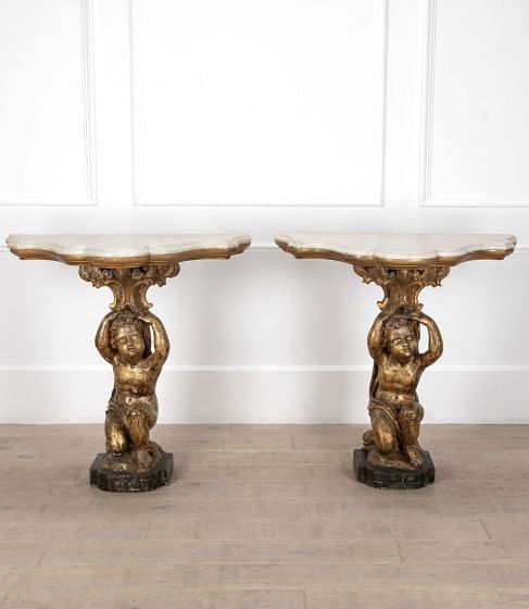 Pair of 19th Century Italian Gilt Console Tables