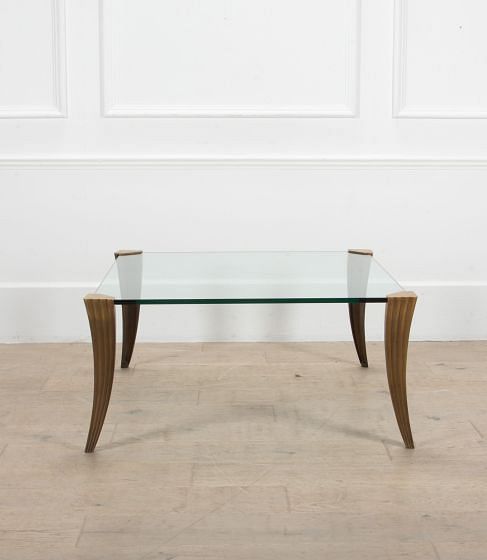 20th Century Plate Glass and Brass Coffee Table