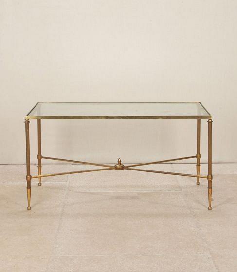 Mid-Century French Brass and Glass Coffee Table
