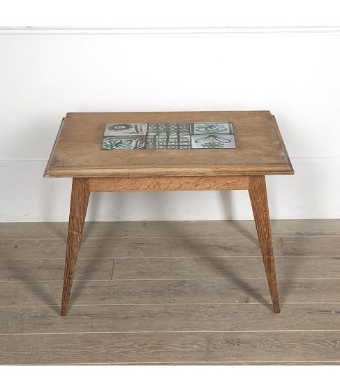 Oak Mid-Century Table with Robert Picault Tiles