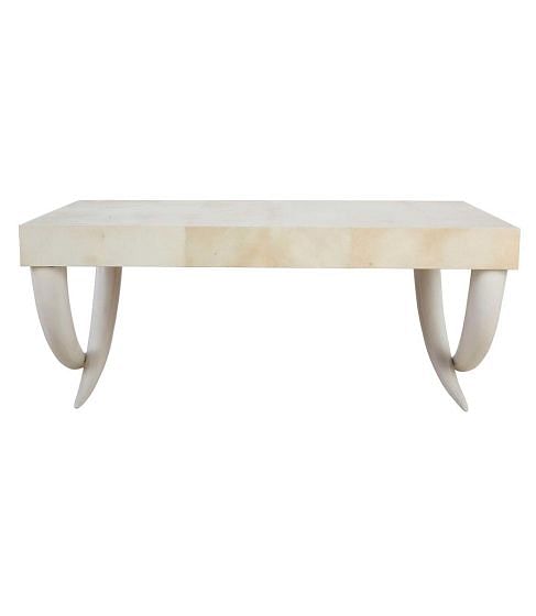 Faux Ivory and Parchment Coffee Table