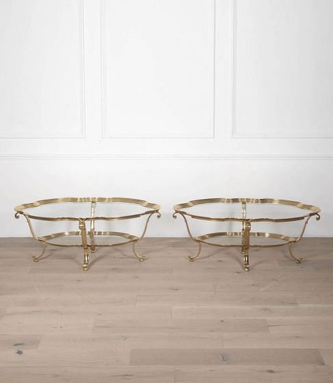 Pair of 20th Century Brass Tables by LaBarge