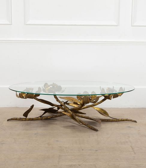 Mid-Century French Brass Flower Table
