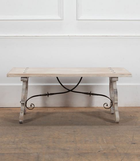 20th Century Spanish Walnut and Wrought Iron Coffee Table